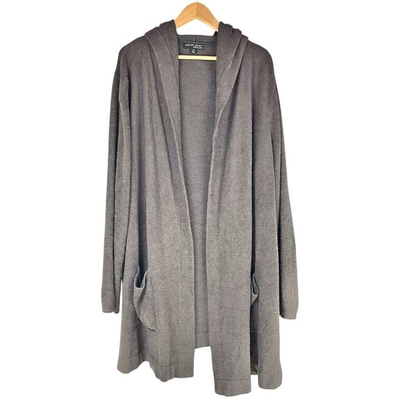 BAREFOOT DREAMS CozyChic Lite Coastal Hooded Open Cardigan in Cocoa 3X Style 480 - Picture 2 of 8